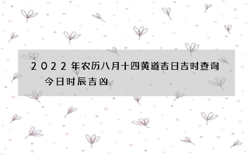 2022年农历八月十四黄道吉日吉时查询 今日时辰吉凶